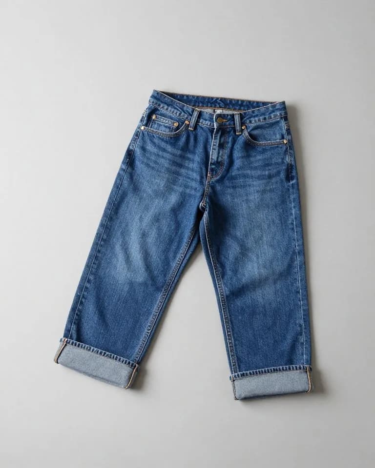 Vintage Levi's 501 selvedge denim jeans with cuffs turned up